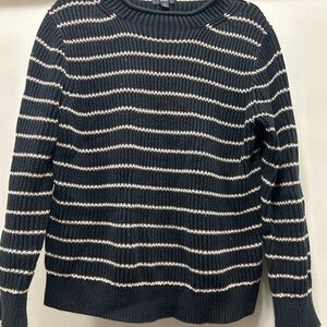 J. Crew Black and Tan Striped Sweater